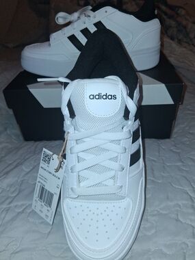 adidas White and Black Court-Inspired Platform Sneaker